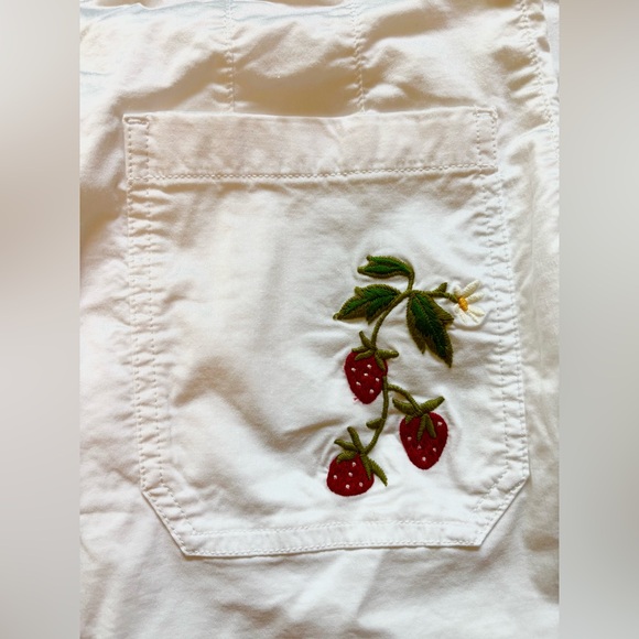 Anthropolgie Wide Leg Cropped Colette Pants: Embroidered Edition with strawberry - Picture 5 of 5
